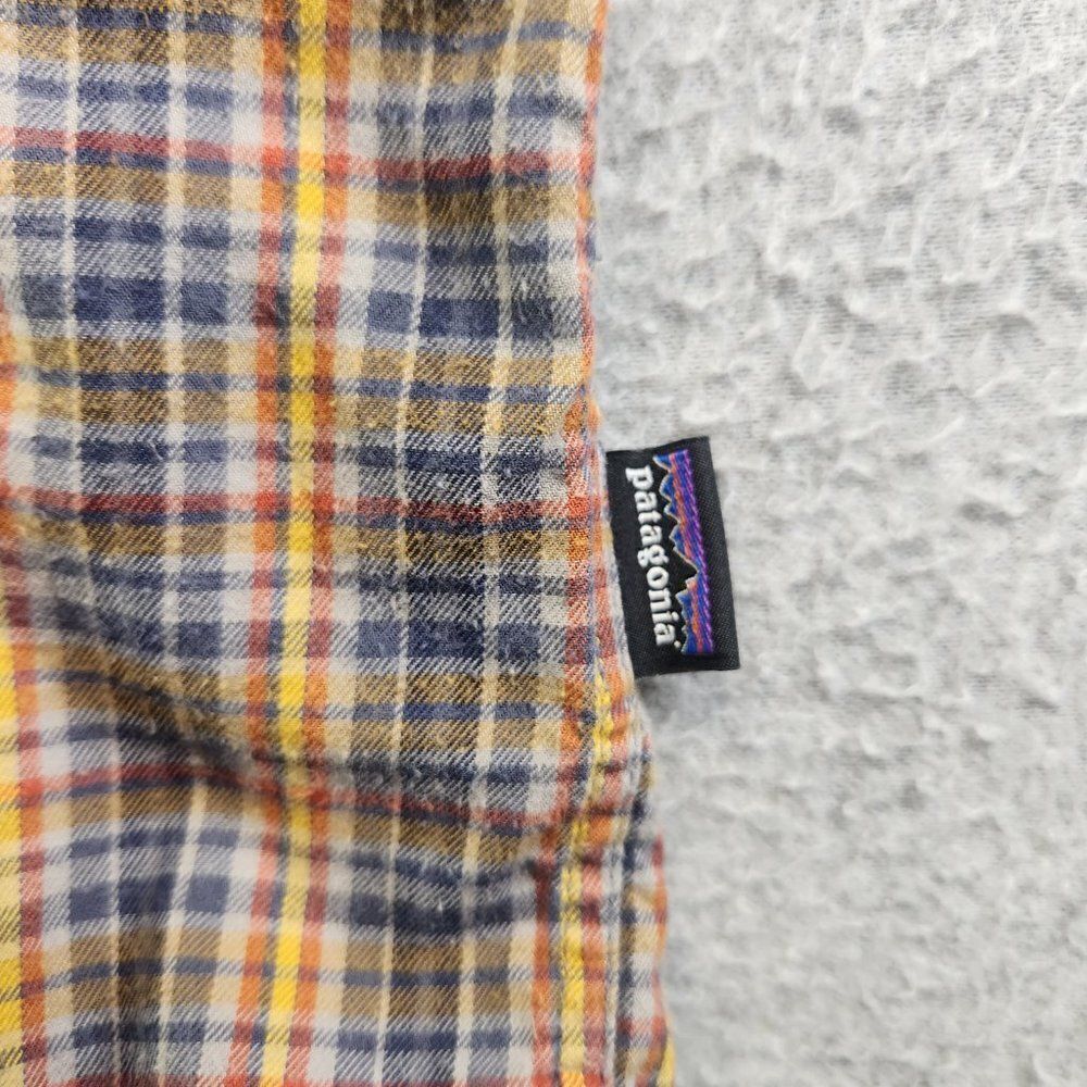 Patagonia Shirt Mens L Yellow Plaid Organic Cotton Flannel Pockets Outdoor Cabin - Picture 5 of 16